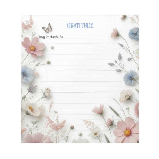 Bloc De Notas Gratitud Agradecimiento Flor Salvaje Notepad (Frente)