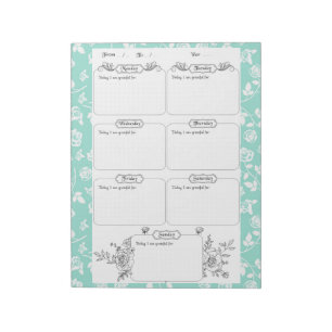 Bloc De Notas Gratitud semanal Journal Blue Floral