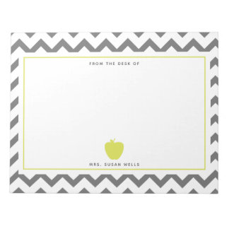 Bloc De Notas Gray Chevron Neon Apple Teacher