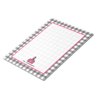 Bloc De Notas Gray Gingham Teacher Notepad