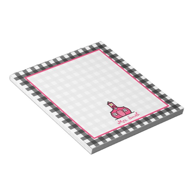 Bloc De Notas Gray Gingham Teacher Notepad (Lado Derecho)