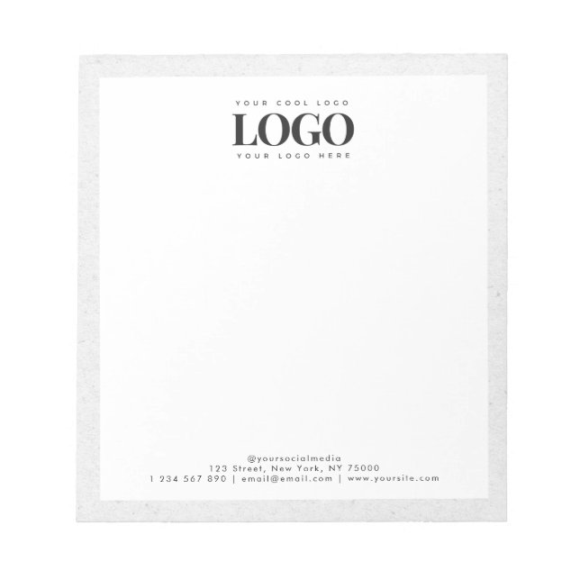 Bloc De Notas Gray Kraft Add Your Rectangle Business Logo Text  (Frente)