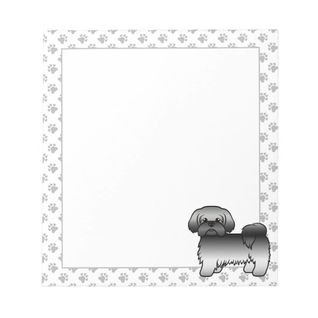 Bloc De Notas Gray Shih Tzu Cute Cartoon Dog Ilustracion (Frente)