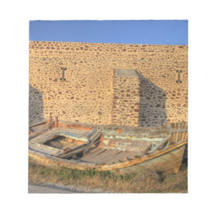 Bloc De Notas Grecia, Santorini, Oia. Antiguo barco pesquero en