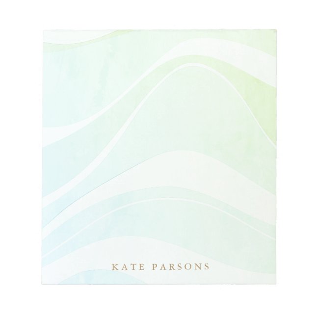 Bloc De Notas Green Blue Tropical Retro Watercolor Waves (Frente)