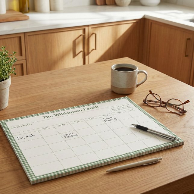 Bloc De Notas Green Gingham Plaid Month Family Planner Calendar  (Subido por el creador)