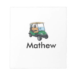 Bloc De Notas Green golf car name man sports boy gifts letter 
