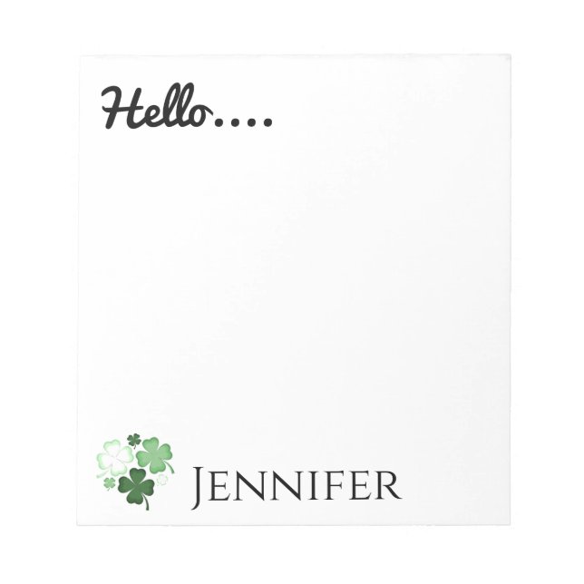Bloc De Notas Green Shamrock, St. Patrick's Day personalizado (Frente)