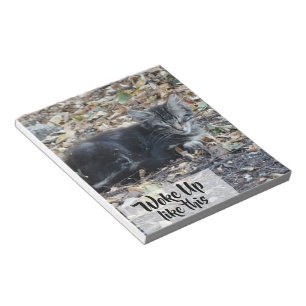 Bloc De Notas Gris Cat divertida Personalizado texto
