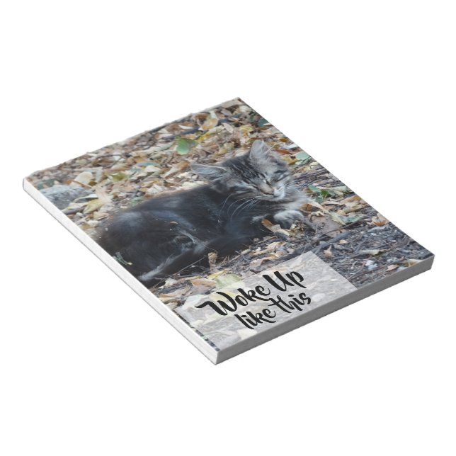 Bloc De Notas Gris Cat divertida Personalizado texto (Lado Derecho)