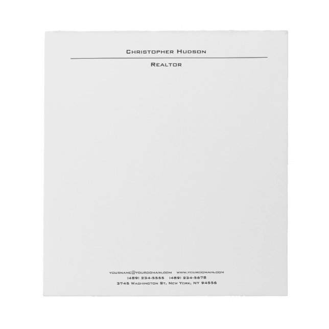 Bloc De Notas Gris Claro Simple Liso Profesional (Frente)