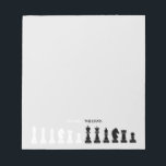 Bloc De Notas Gris de piezas de ajedrez personalizadas<br><div class="desc">Billete de ajedrez clásico blanco y negro para los amantes del ajedrez,  con figuras de ajedrez en un patrón geométrico. Diseño moderno de piezas de ajedrez</div>