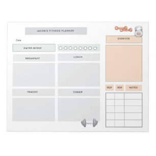Bloc De Notas Gris moderno planificador de fitness personalizado