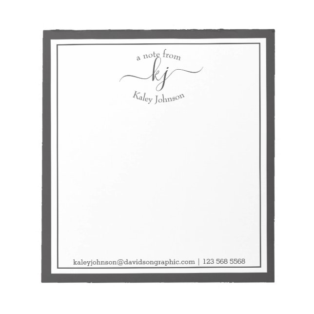 Bloc De Notas Gris personalizado | De La Oficina Del Notepad (Frente)