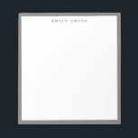 Bloc De Notas Gris Sencillo Moderno<br><div class="desc">Bloc de notas de borde profesional simple y gris</div>
