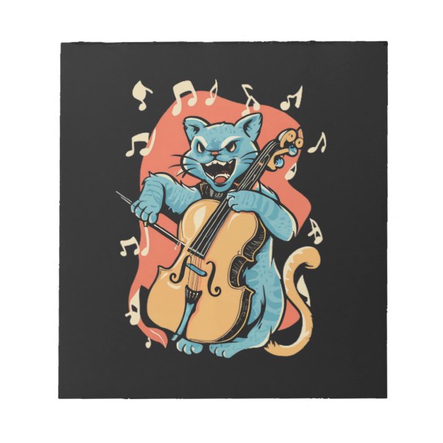 Bloc De Notas Gritando a un músico de gato tocando Cello (Frente)