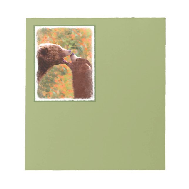 Bloc De Notas Grizzly Bear Mom and Cub Painting - Wildlife Art (Frente)