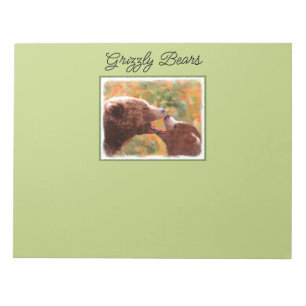 Bloc De Notas Grizzly Bear Mom y Cub Pintando Arte de Vida Silve