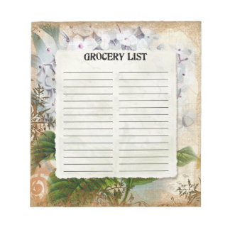 Bloc De Notas Grocery Pad List Vieja Botánica Hydrangea Art