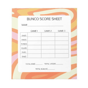 Bloc De Notas Groovy Naranja y almohadilla de juego de Bunco ros