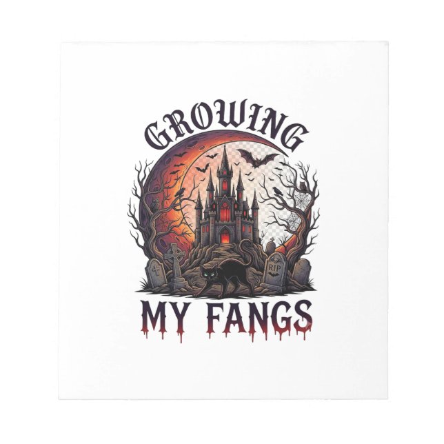 Bloc De Notas Growing Fangs Halloween Castillo Embrujado Gato Ne (Frente)
