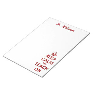 Bloc De Notas Guarde la calma y enséñela en rojo/blanco