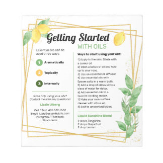Bloc De Notas Guía de inicio de Lemons & Leaves Essential Oils
