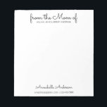 Bloc De Notas Guión básico moderno de la madre madre<br><div class="desc">Fácilmente personalizado 'De la madre de'. Grandes regalos para madres o abuelas.</div>