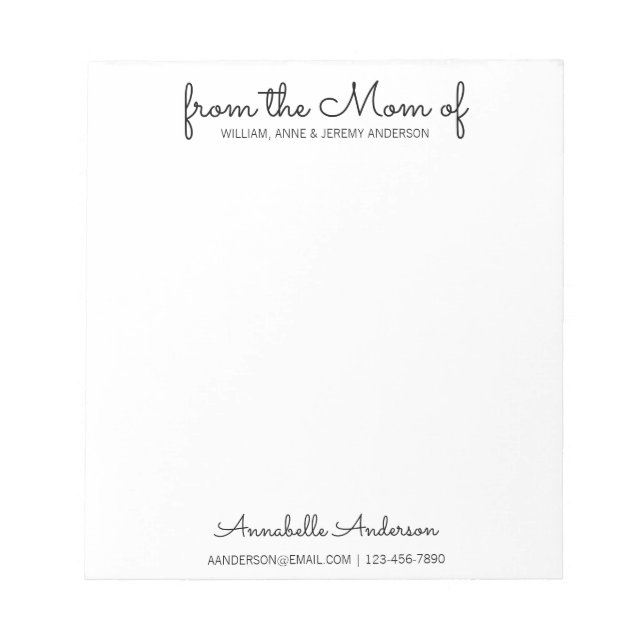 Bloc De Notas Guión básico moderno de la madre madre (Frente)