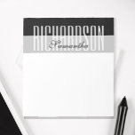 Bloc De Notas Guión geométrico blanco gris negro único moderno<br><div class="desc">Moda y moderna almohadilla de escritura de diseño geométrico minimalista,  negro,  gris y blanco personalizado. Reemplace los detalles con los suyos.</div>