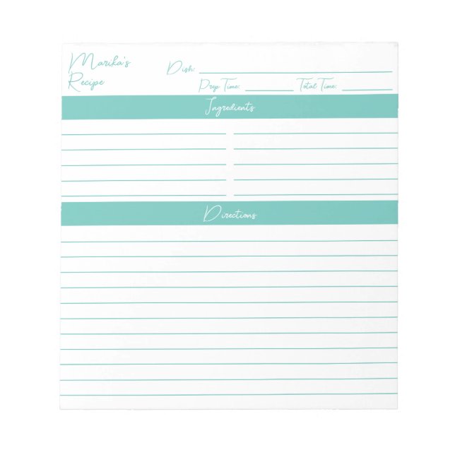 Bloc De Notas Guión moderno Elegante recetas personalizadas de A (Frente)