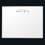 Bloc De Notas Guión moderno profesional<br><div class="desc">Bloc de notas moderno profesional con nombre en estilo de letra script moderna negra con texto personalizado en estilo de letra sans serif moderna negra sobre fondo blanco.</div>