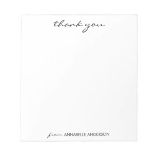 Bloc De Notas Guión moderno y elegante personalizado Gracias