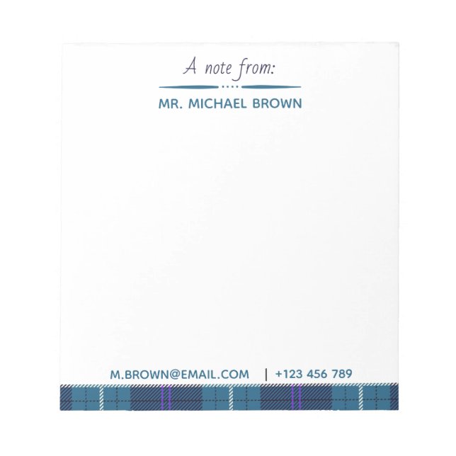 Bloc De Notas Guión personalizado De Nombre Correo Electrónico T (Frente)