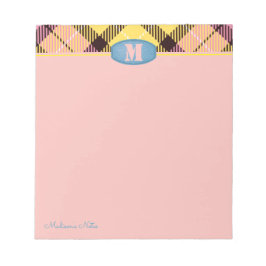 Bloc De Notas Guión Personalizado moderno Monograma Tartán Jeans