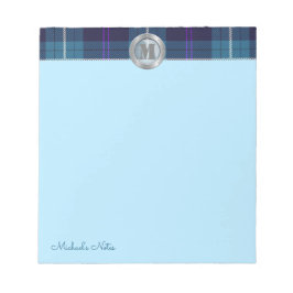 Bloc De Notas Guión personalizado Tartán Monograma de acero metá