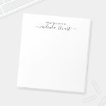 Bloc De Notas Guión profesional moderno<br><div class="desc">Nota profesional moderna con nombre en estilo de letra de escritura moderno negro con texto personalizado en sans modernos negros serif estilo de fuente sobre fondo blanco.</div>