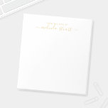 Bloc De Notas Guión profesional moderno<br><div class="desc">Nota profesional moderna con nombre en estilo de letra de escritura moderna de oro con texto personalizado en oro sans modernos estilo de letra serif en color blanco. Atención: Los detalles del Relieve metalizado se simulan en la obra. Este producto no contará con ningún relieve ni capa que creen un...</div>