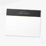 Bloc De Notas Guión profesional moderno<br><div class="desc">Notepad profesional moderno con nombre en estilo de letra de escritura moderna de oro con texto personalizado en oro sans modernos estilo de letra serif, en negro con borde superior de banda dorada, sobre fondo blanco. Atención: Los detalles del Relieve metalizado se simulan en la obra. Este producto no contará...</div>
