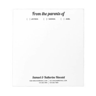 Bloc De Notas Guión Simple Moderno De Los Padres De