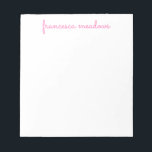 Bloc De Notas Guión simple rosado simple corto estadístico perso<br><div class="desc">Personalice este lindo guión simple y señorial de color rosa grueso en el papel estacionario. Siéntete libre de personalizar y personalizar. Existen opciones de edición y color.</div>
