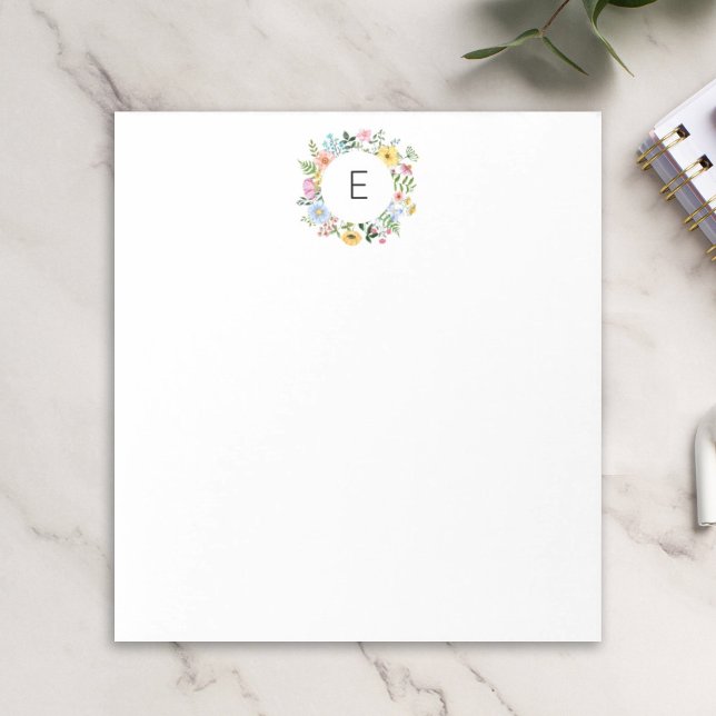 Bloc De Notas Guirnalda de flores silvestres Monograma Personali (Subido por el creador)