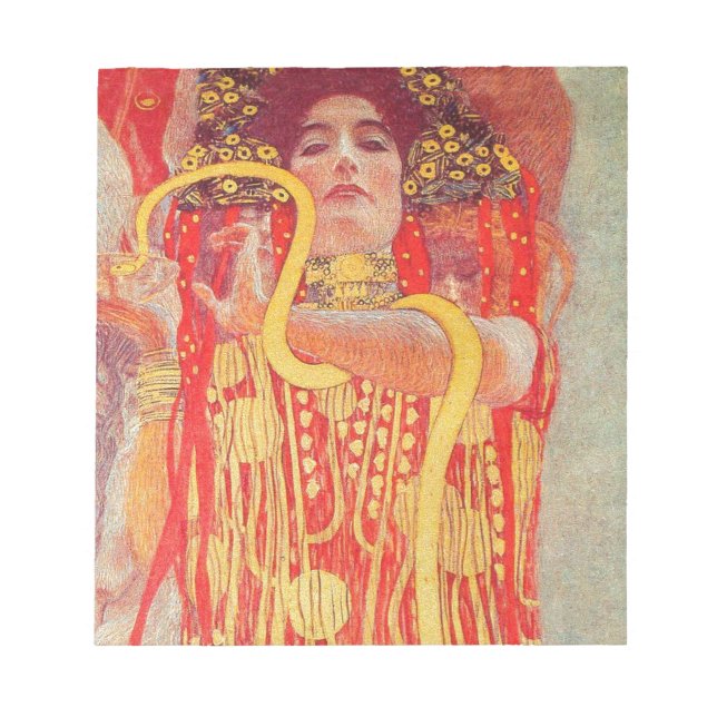 Bloc De Notas Gustav Klimt Red Woman Gold Snake Pintura (Frente)