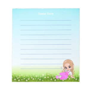 Bloc De Notas Hada linda y flores alineadas