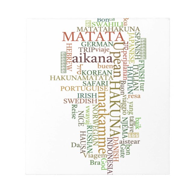 Bloc De Notas Hakuna Matata Global Word Cloud Art (Frente)