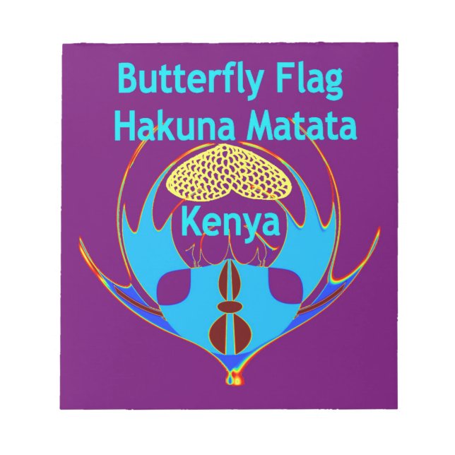 Bloc De Notas "Hakuna Matata Kenya" Arte de mariposa Imprimir/Gr (Frente)