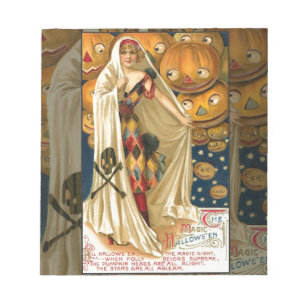 Bloc De Notas Halloween antiguo Jack O Lantern Costume mujer