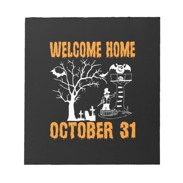 Bloc De Notas Halloween Bienvenida Hogar Cumpleaños de Octubre (Frente)