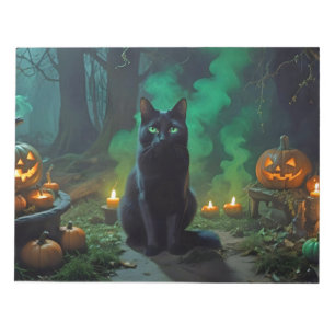 Bloc De Notas Halloween Calabazas Gato Cute Festividad Mágica