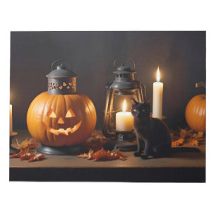 Bloc De Notas Halloween Calabazas Gato Cute Festividad Mágica